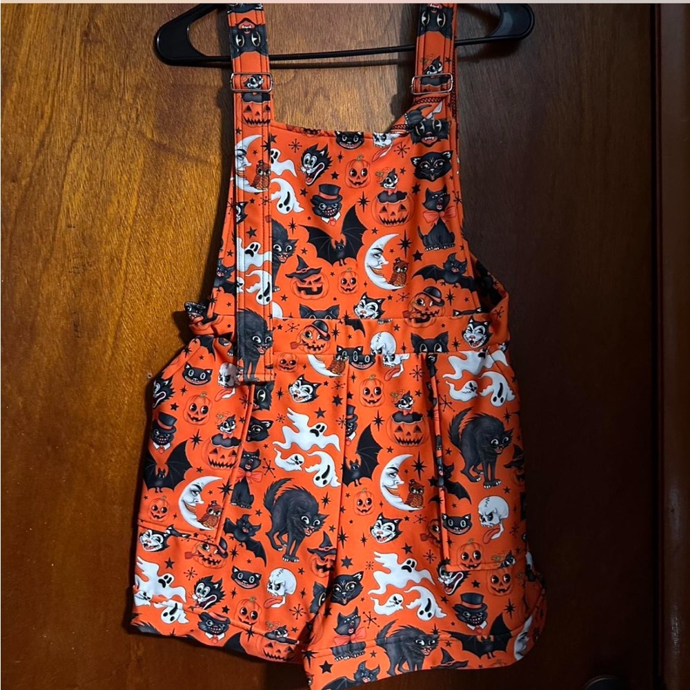 Black milk trick or treat Halloween overall shorts